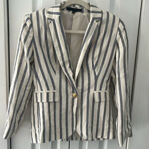Harve Bernard striped blazer in Gardenia White/ Vintage Indigo Sz 2 exc cond